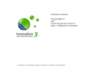SLIDESETNETWORKS.PPTX
© innovation-3; Any unauthorized copying, reproduction or distribution is strictly prohibited
Innovation networks
Key paradigm of
and
Future Key Success Factor in
Open / Collaborative Innovation
 
