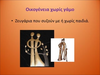 Οικογένεια χωρίς γάμο Ζευγάρια που συζούν με ή χωρίς παιδιά. 