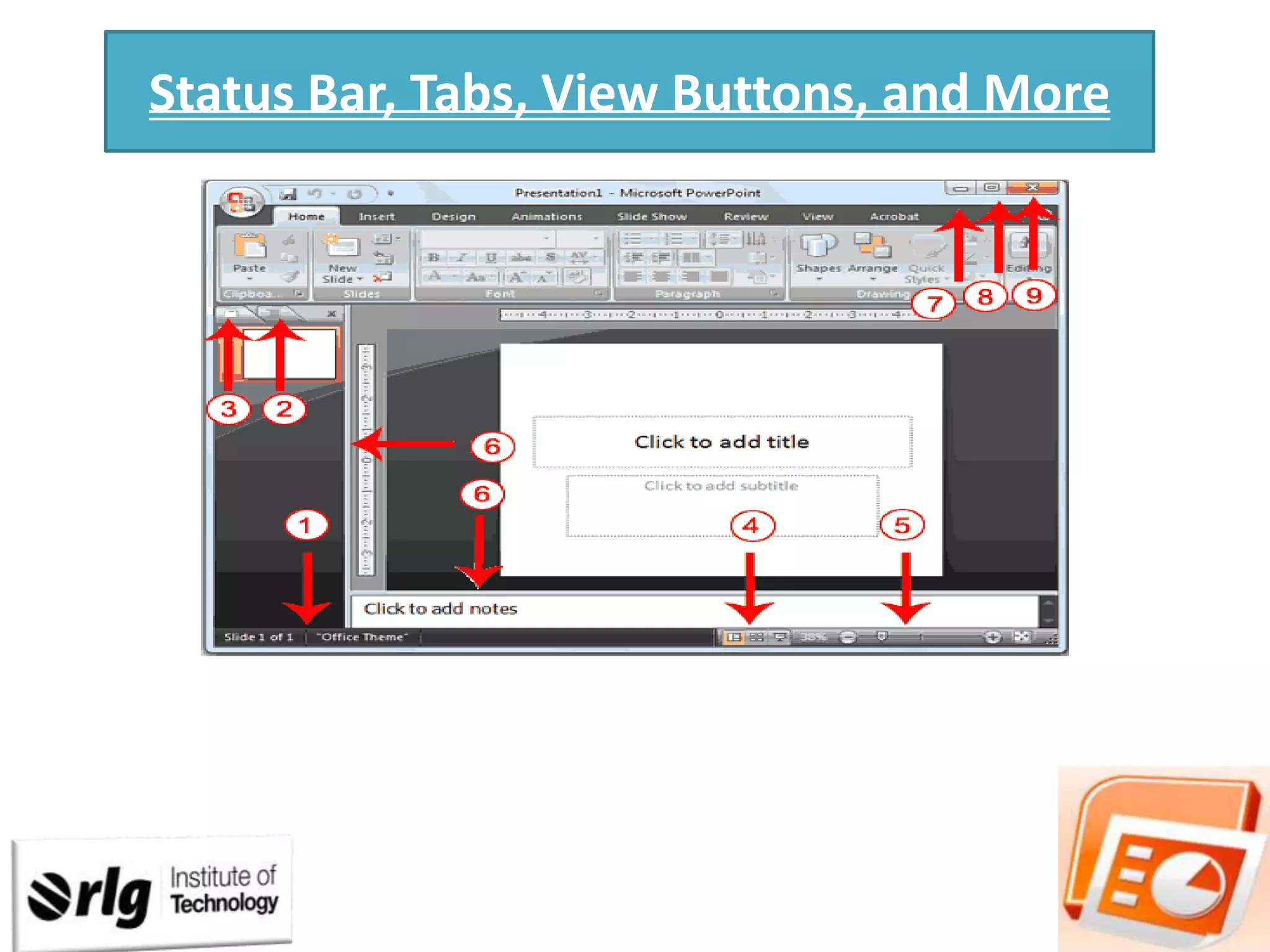 Status Bar, Tabs, View Buttons, and More

 