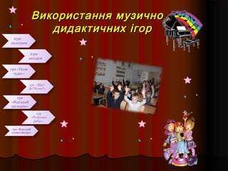 Використання музично –Використання музично –
дидактичних ігордидактичних ігор
 