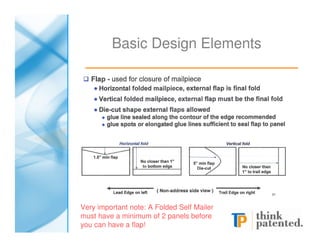 Basic Design Elements




Very important note: A Folded Self Mailer
must have a minimum of 2 panels before
you can have a flap!
 