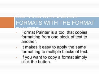 Microsoft powerpoint´s basic text formatting tools | PPT