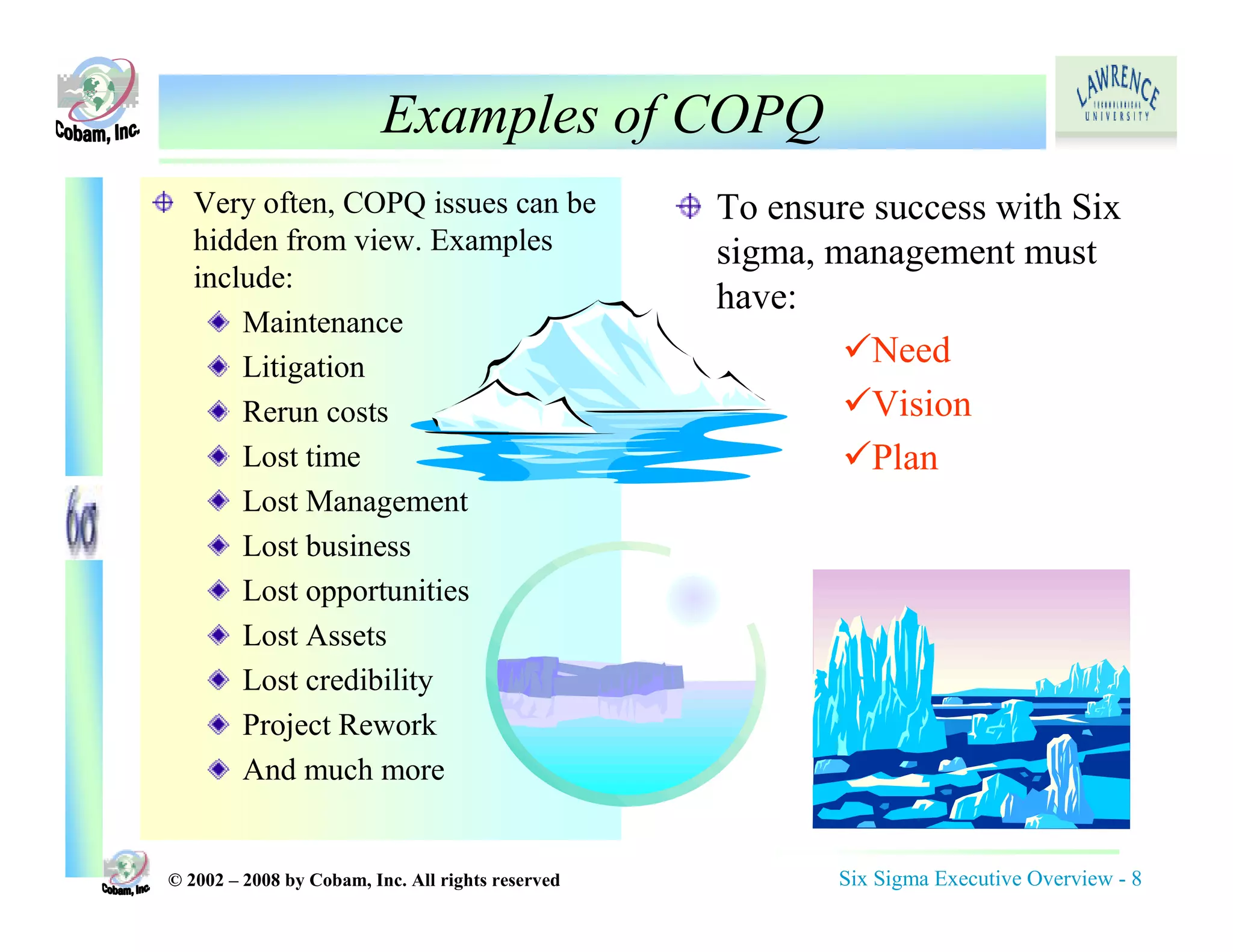 Copq Slide Example Six Sigma Executive Overview | PDF