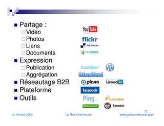 Partage : Vidéo Photos Liens Documents Expression Publication Aggrégation Réseautage B2B Plateforme Outils  