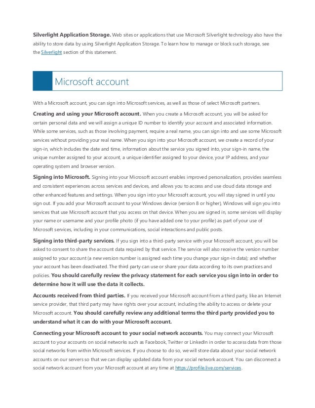 Microsoft privacy statement
