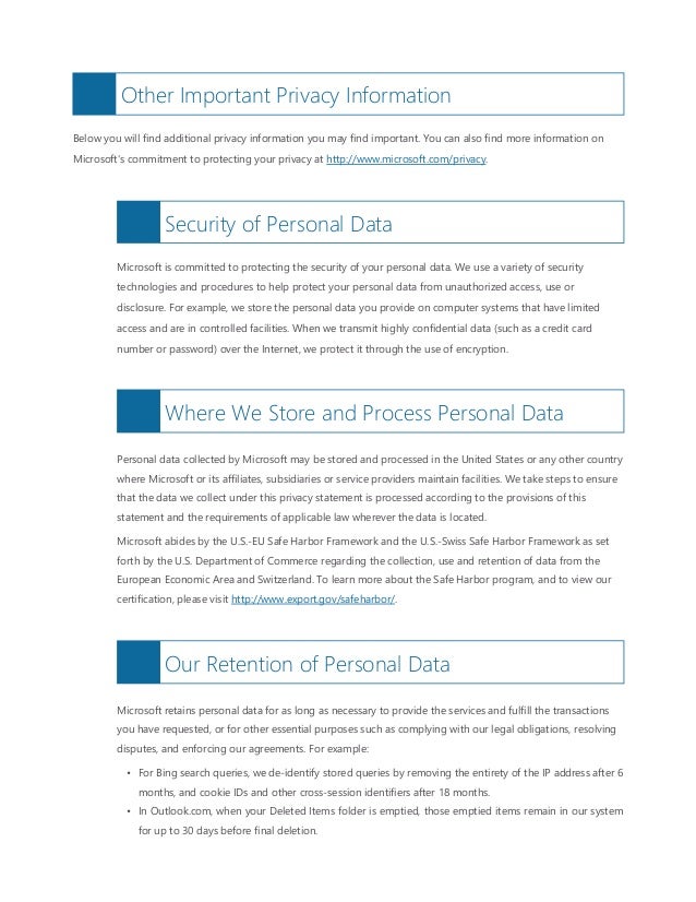 Microsoft privacy statement