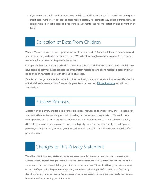 Microsoft privacy statement