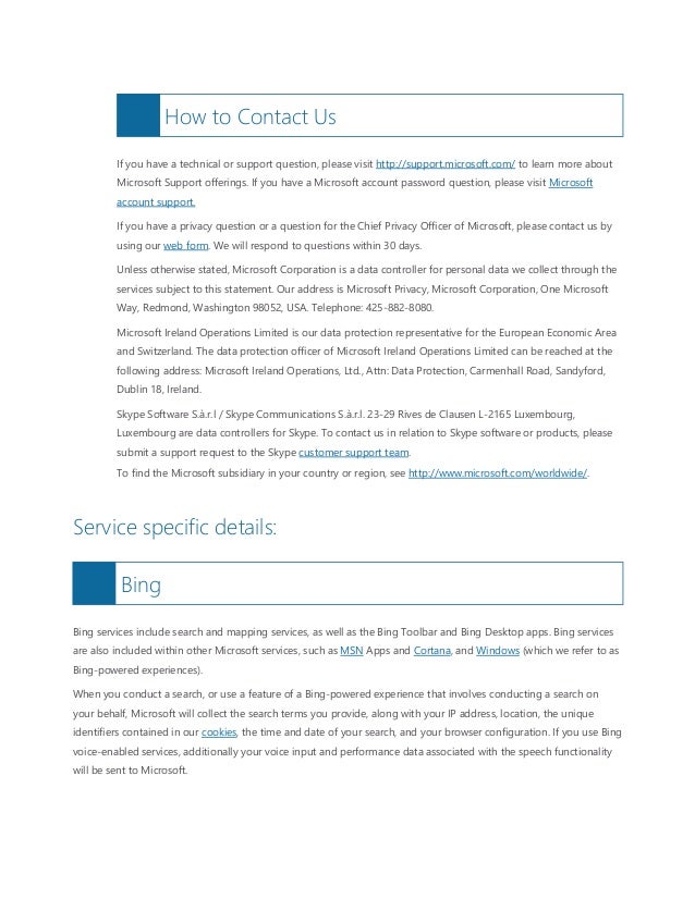 Microsoft privacy statement