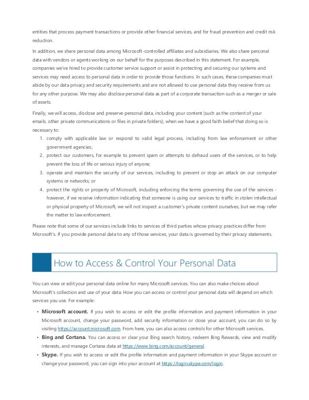 Microsoft privacy statement