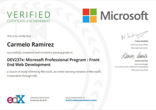 Microsoft professional program front end web development