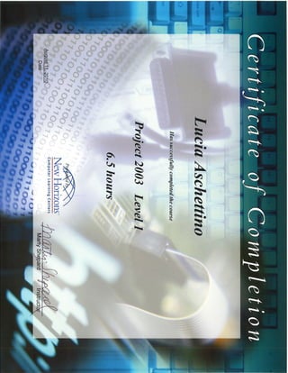 Microsoft project 2003 certificate