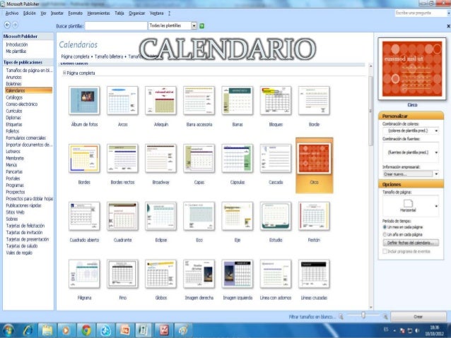Resultado de imagen para calendarios en publisher