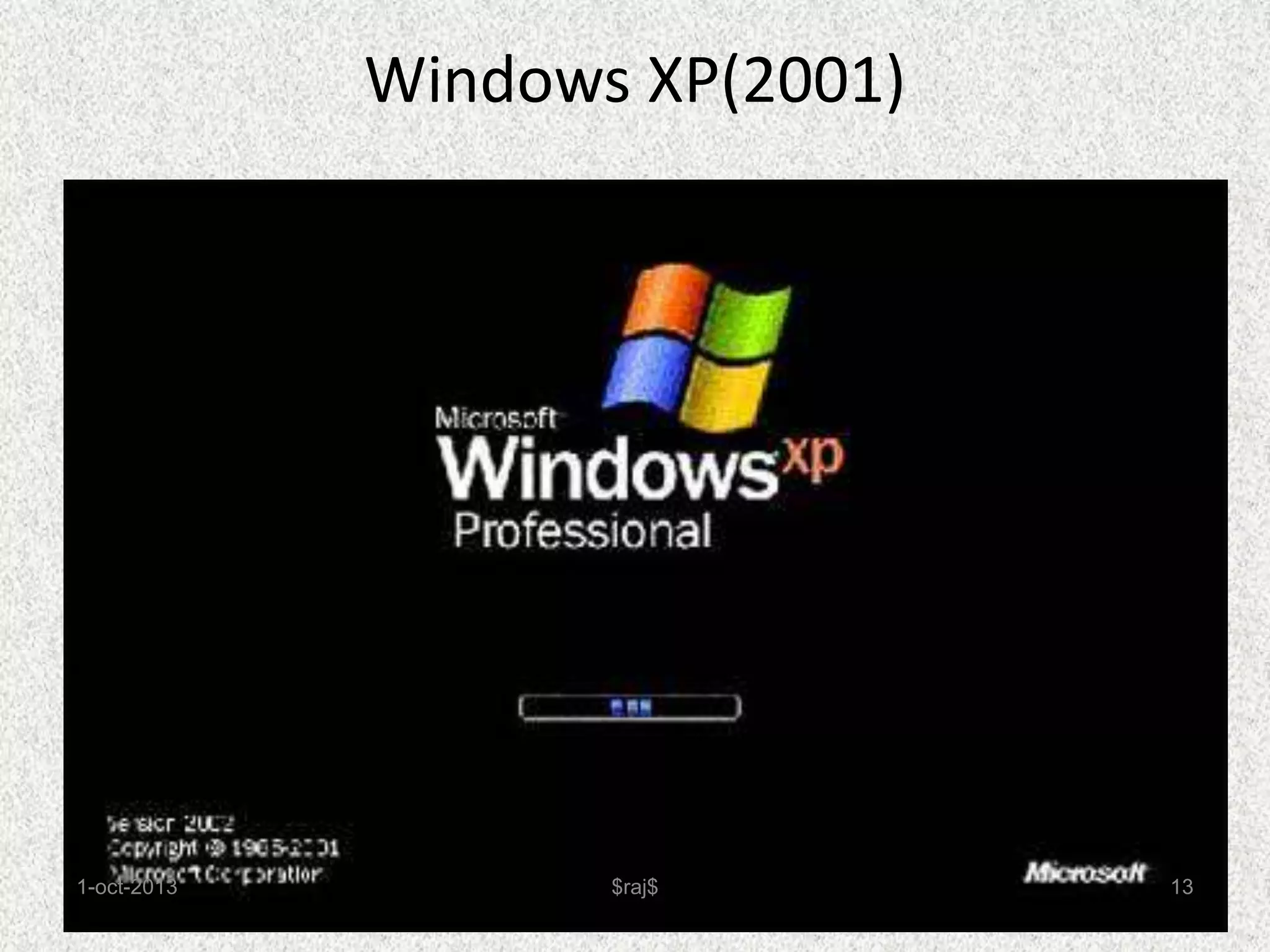 Windows XP(2001)
1-oct-2013 13
$raj$
 