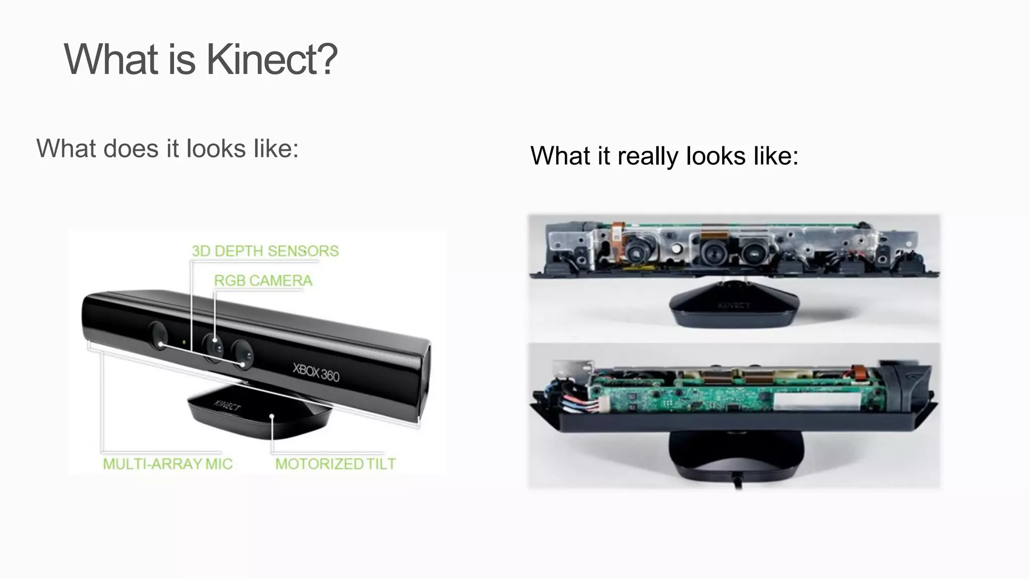 What is Kinect?
What does it looks like:   What it really looks like:
 
