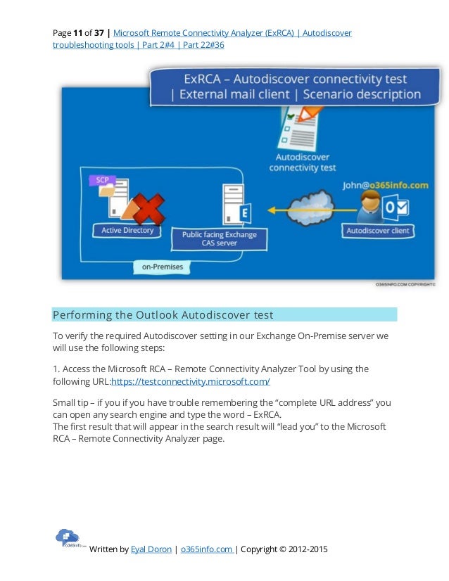autodiscover tool test connectivity Microsoft (exrca analyzer remote