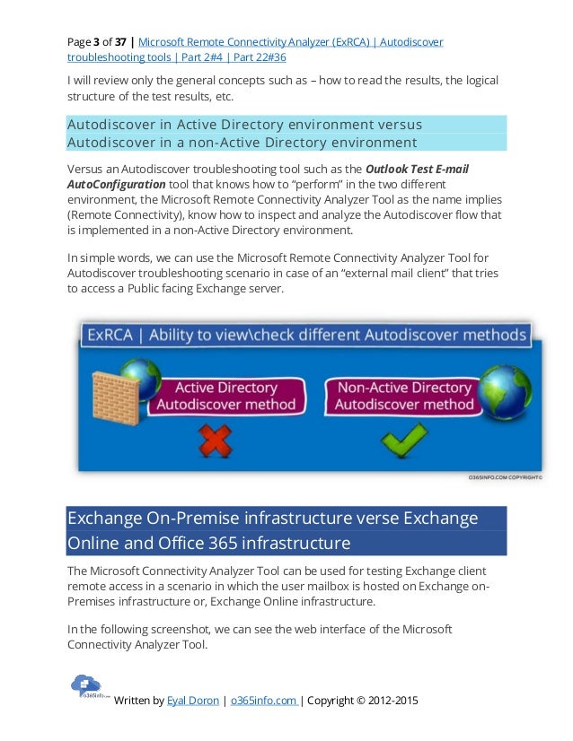 test autoconfiguration e-mail tool remote (exrca analyzer connectivity Microsoft