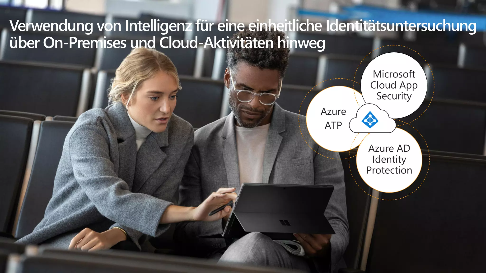 Verwendung von Intelligenz für eine einheitliche Identitätsuntersuchung
über On-Premises und Cloud-Aktivitäten hinweg
Azure
ATP
Microsoft
Cloud App
Security
Azure AD
Identity
Protection
 
