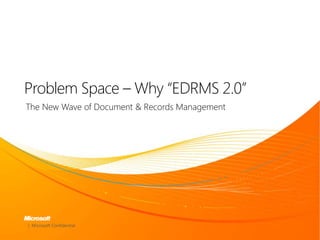 Problem Space – Why “EDRMS 2.0”
 