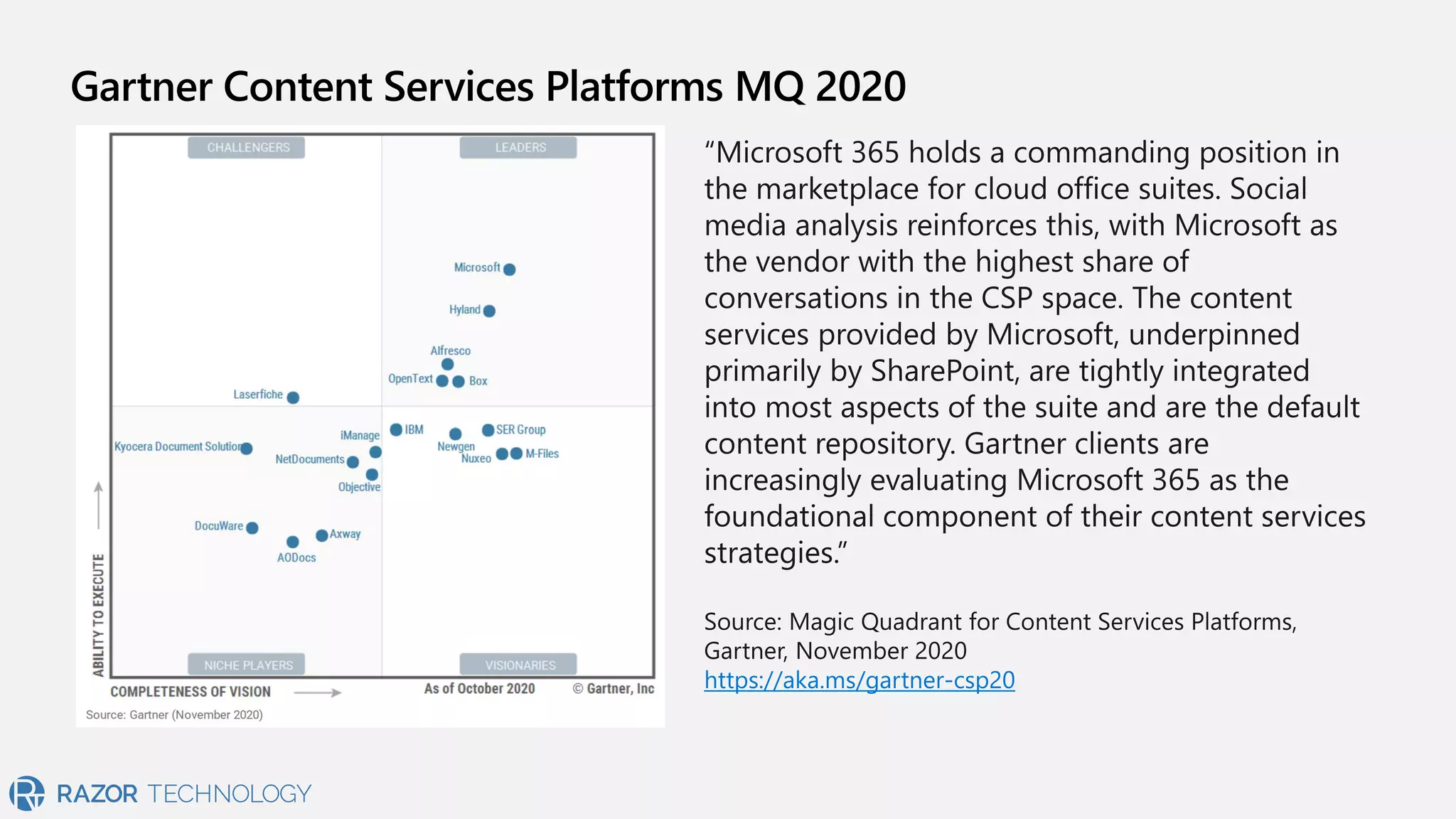 Gartner Content Services Platforms MQ 2020
https://aka.ms/gartner-csp20
 