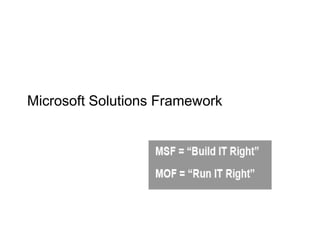 Microsoft Solutions Framework
 