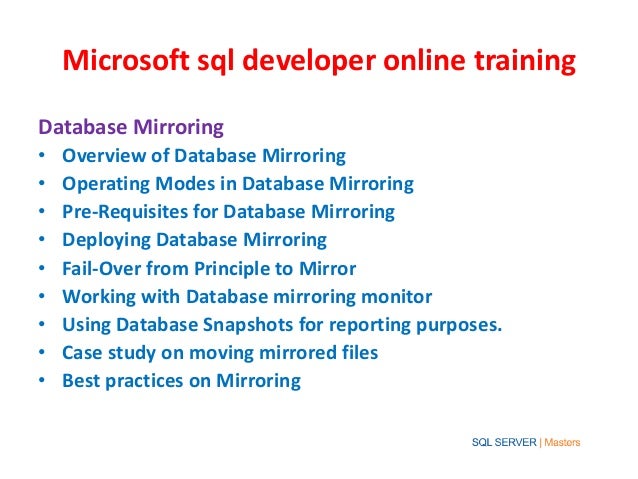 Microsoft sql developer online training