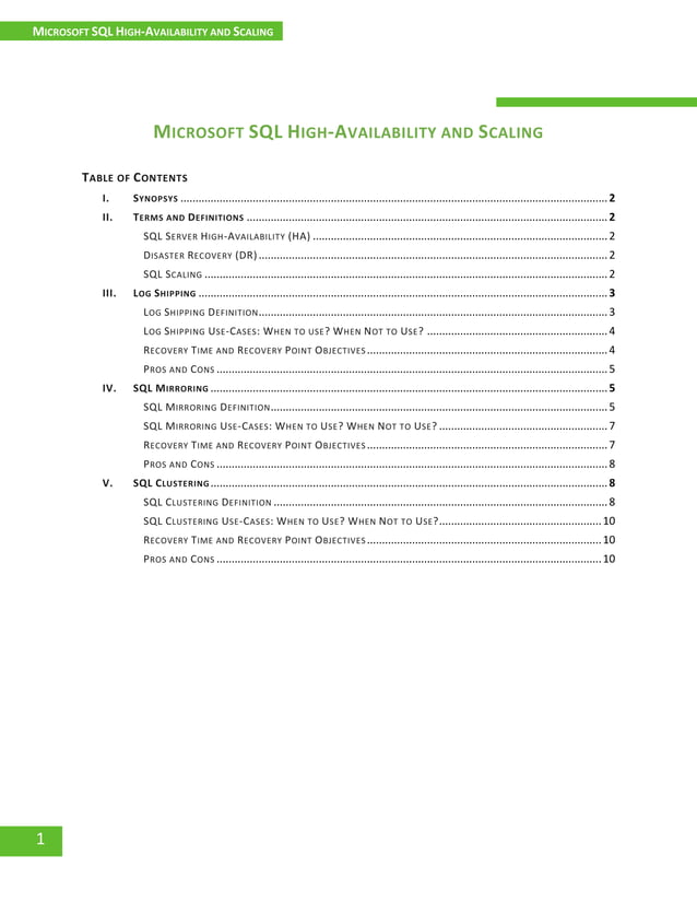 Microsoft SQL High Availability and Scaling | PDF | Databases ...