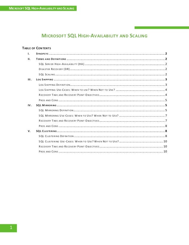 worksheet - sql server support matrix - company x sql... Microsoft SQL High Availability and Scaling