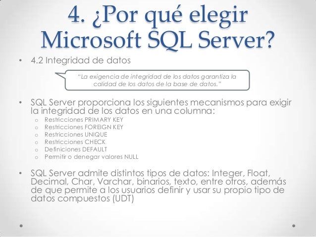 Caracteristicas Microsoft SQL Server