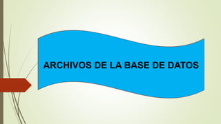 ARCHIVOS DE LA BASE DE DATOS
 