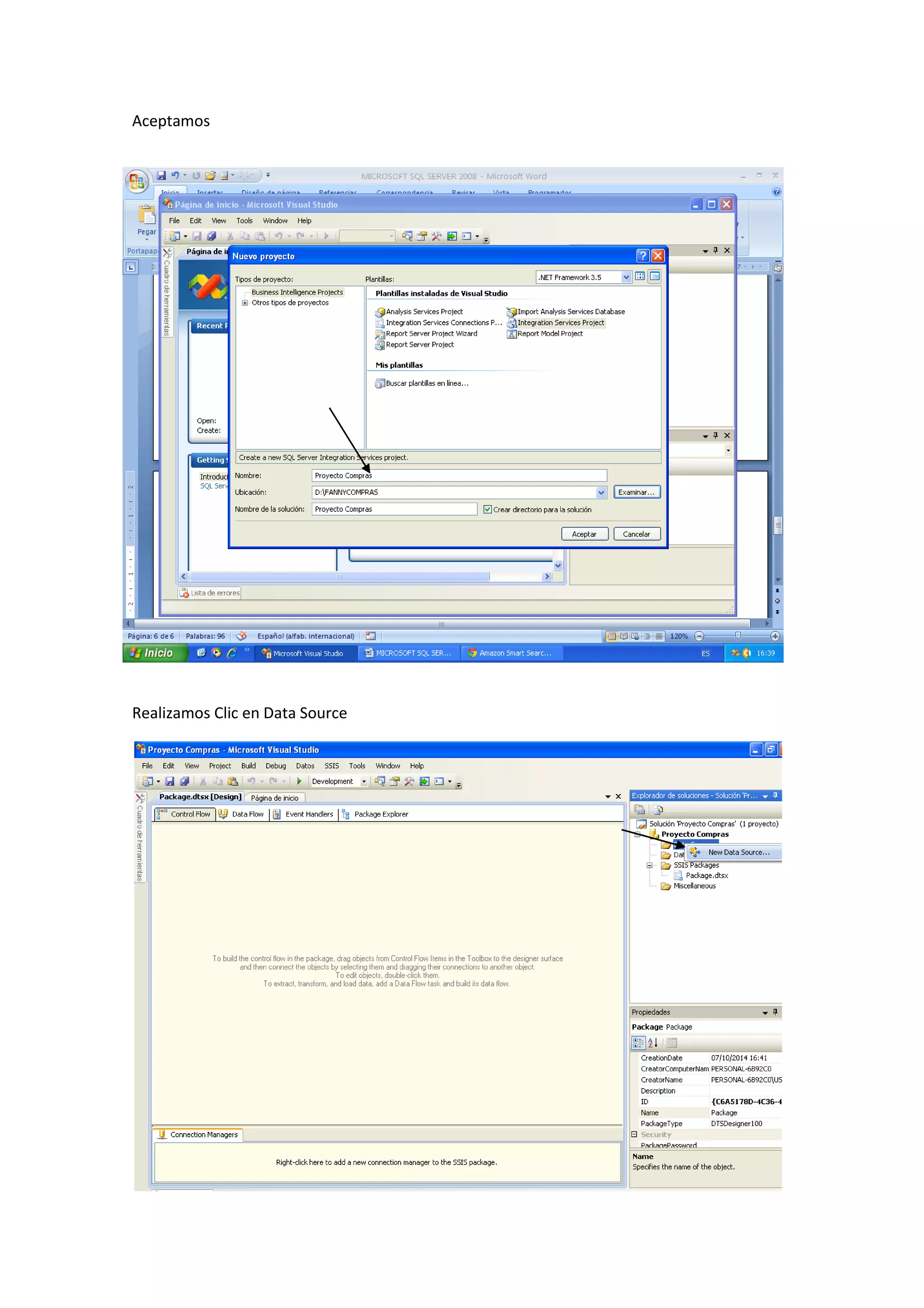 Aceptamos
Realizamos Clic en Data Source
 