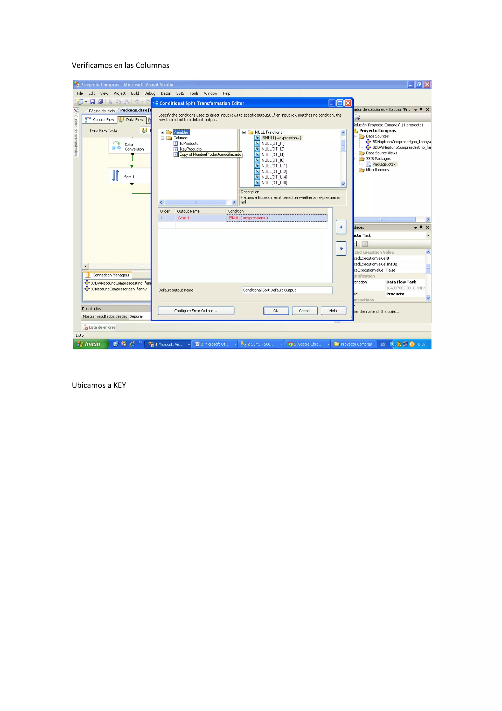 Verificamos en las Columnas
Ubicamos a KEY
 