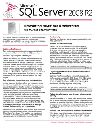 Microsoft SQL Server 2008 R2 - Enterprise for Mid Market Organizations ...