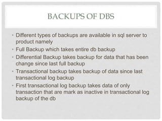 Microsoft sql server database administration | PPTX | Databases ...