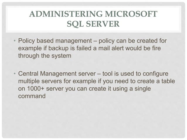 Microsoft sql server database administration | PPT
