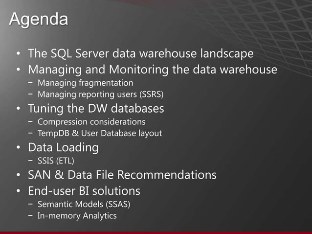 Microsoft SQL Server Data Warehouses for SQL Server DBAs | PPT
