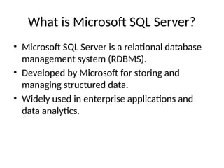 Comprehensive Introduction to Microsoft SQL Server and Relational ...