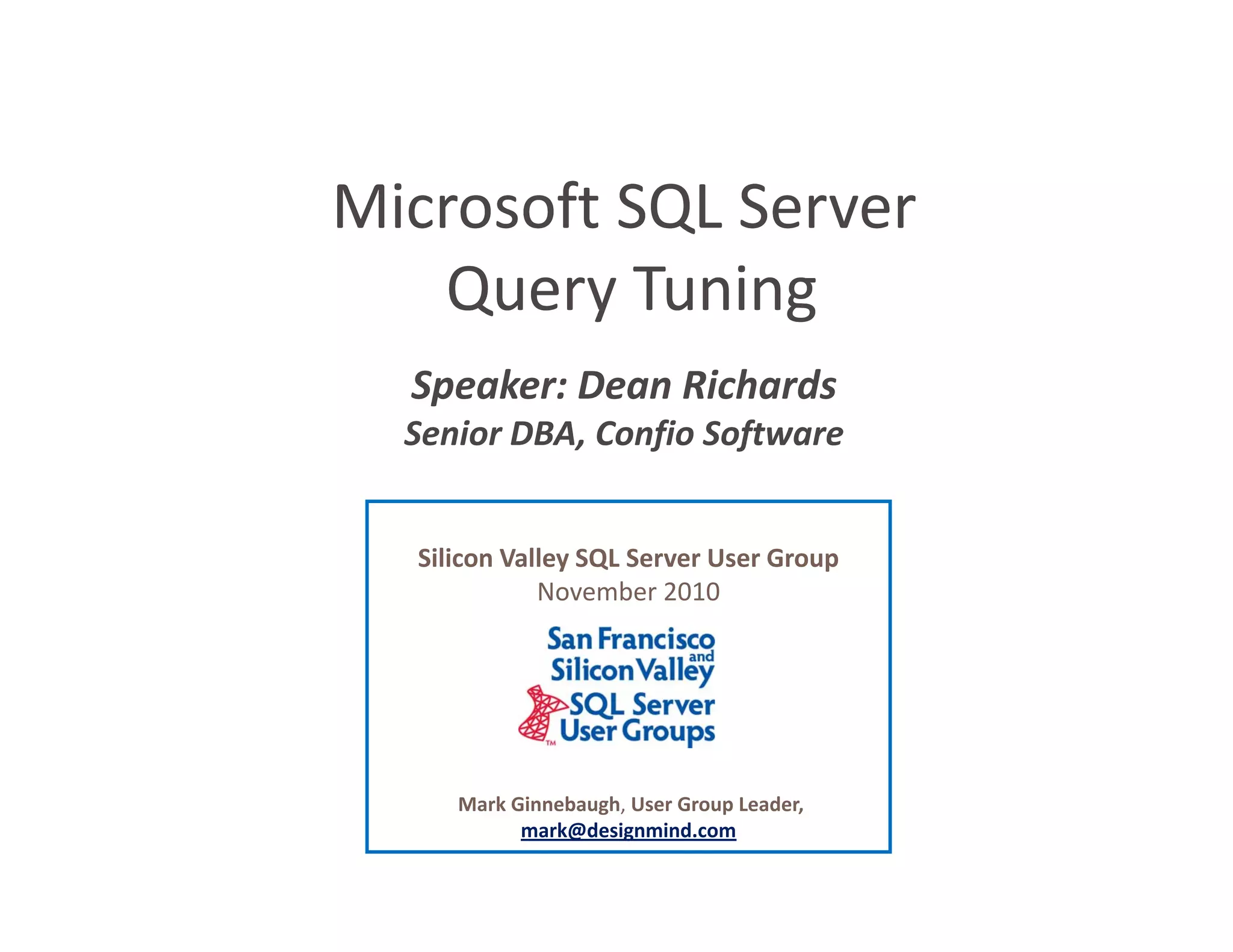 Microsoft SQL Server Query Tuning | PPT