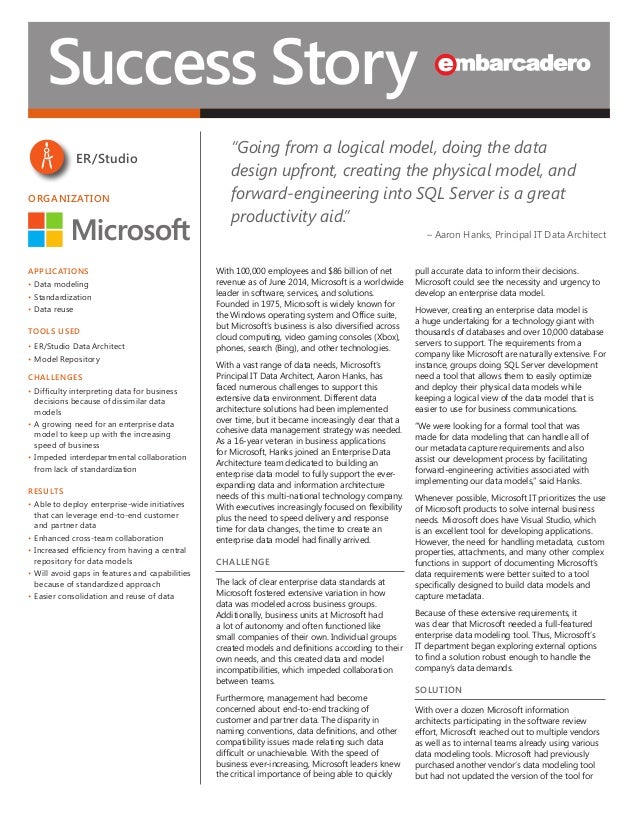 Success Story Microsoft Deploys ER/Studio