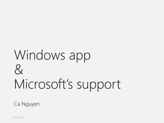 Windows app
&
Microsoft’s support
Ca Nguyen
4/4/2015 1
 