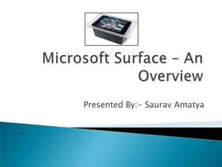 Microsoft Surface – An Overview Presented By:- Saurav Amatya 