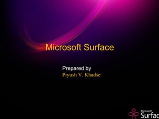 Microsoft Surface
Prepared by
Piyush V. Khadse
 