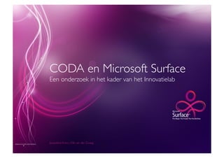CODA en Microsoft Surface	

Een onderzoek in het kader van het Innovatielab	





Jacqueline Krans | Ella van der Zwaag	

 
