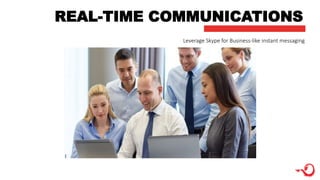 REAL-TIME COMMUNICATIONS
Leverage Skype for Business-like instant messaging
 