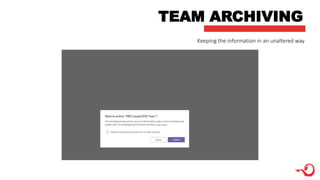 TEAM ARCHIVING
Keeping the information in an unaltered way
 