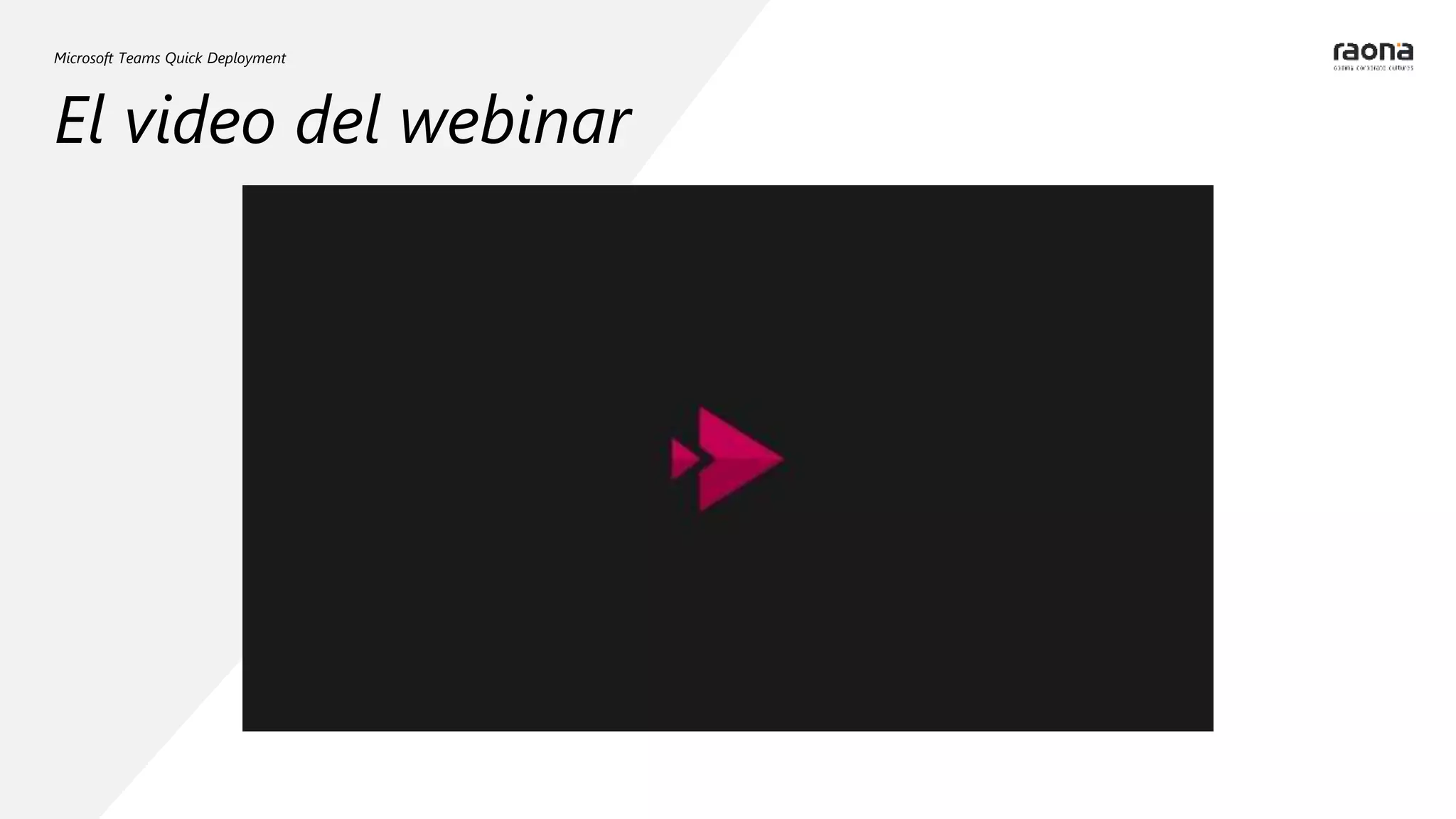 Microsoft Teams Quick Deployment
El video del webinar
 