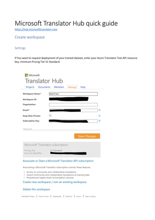 Microsoft translator hub quick guide | PDF