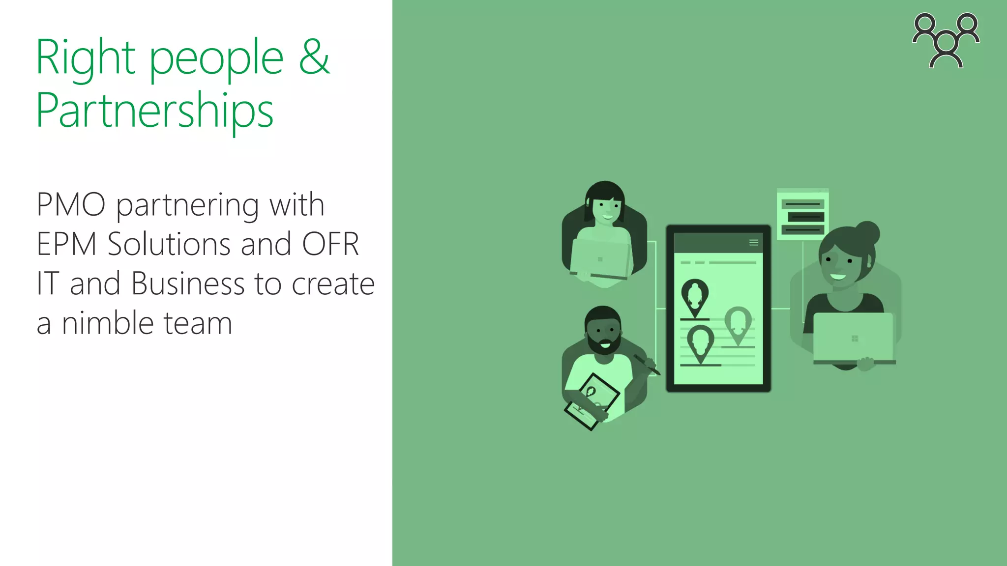 PMO partnering with
EPM Solutions and OFR
IT and Business to create
a nimble team
 