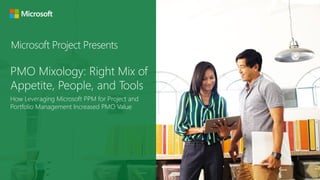 PMO Mixology: Right Mix of
Appetite, People, and Tools
How Leveraging Microsoft PPM for Project and
Portfolio Management Increased PMO Value
Microsoft Project Presents
 