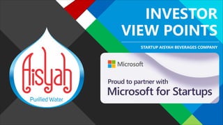 INVESTOR
VIEW POINTS
STARTUP AISYAH BEVERAGES COMPANY
 