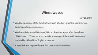 Windows 1988 Evolution of Microsoft windows operating systems | PPTX